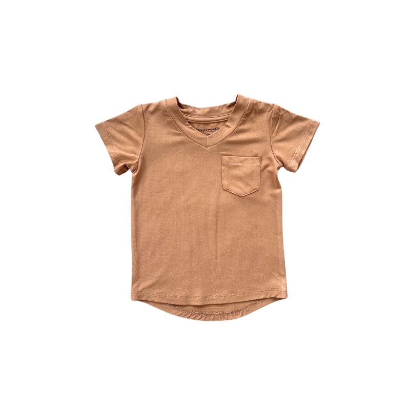 V-Neck Pocket Tee – Toffee