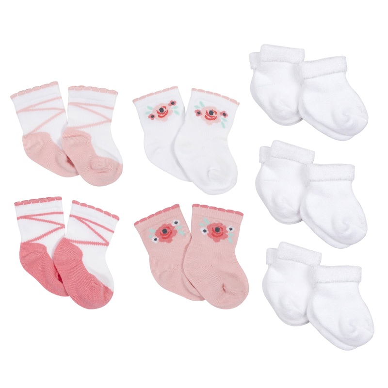 10-Pack Baby Girls Love You & White Wiggle Proof Socks