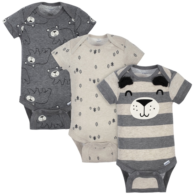 3-Pack Baby Boys Bear Short Sleeve Onesies Bodysuits