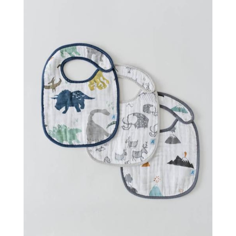 Little Unicorn Classic Bib 3 Pack In Dino Friends
