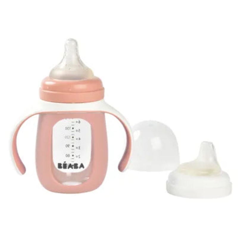 Beaba 2-in-1 Glass Training Cup Rose