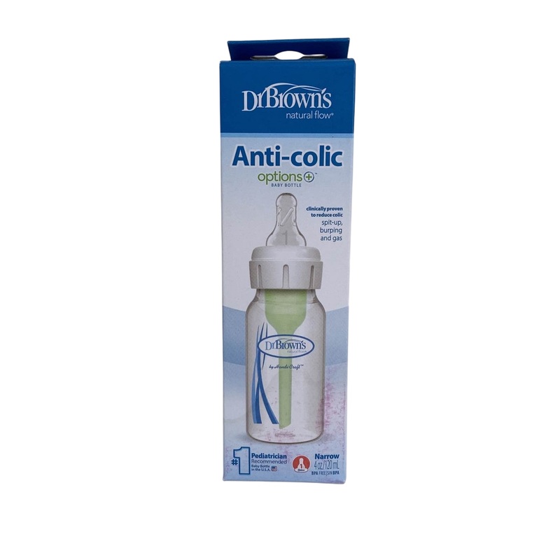 Dr. Brown’s Anti-Colic Narrow Bottle, 8 oz/250 ml, Clear, Level 1 Nipple (0 months+), Options
