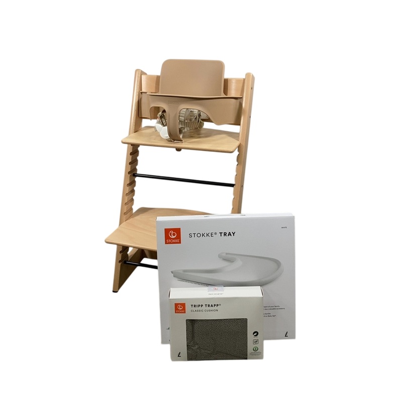 Stokke Tripp Trapp Complete High Chair, Natural, Dots Grey, 1