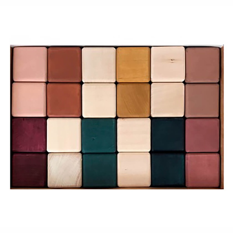 Wooden Multicolored Cubes 24 Pieces Set