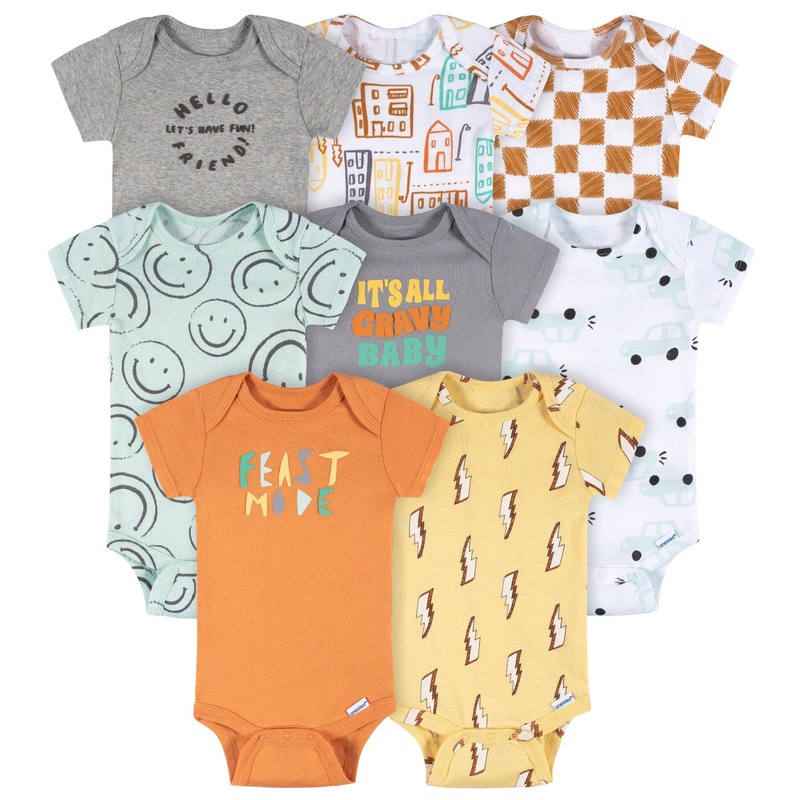 8-Pack Baby Boys Hello Friends Short Sleeve Onesies Bodysuits