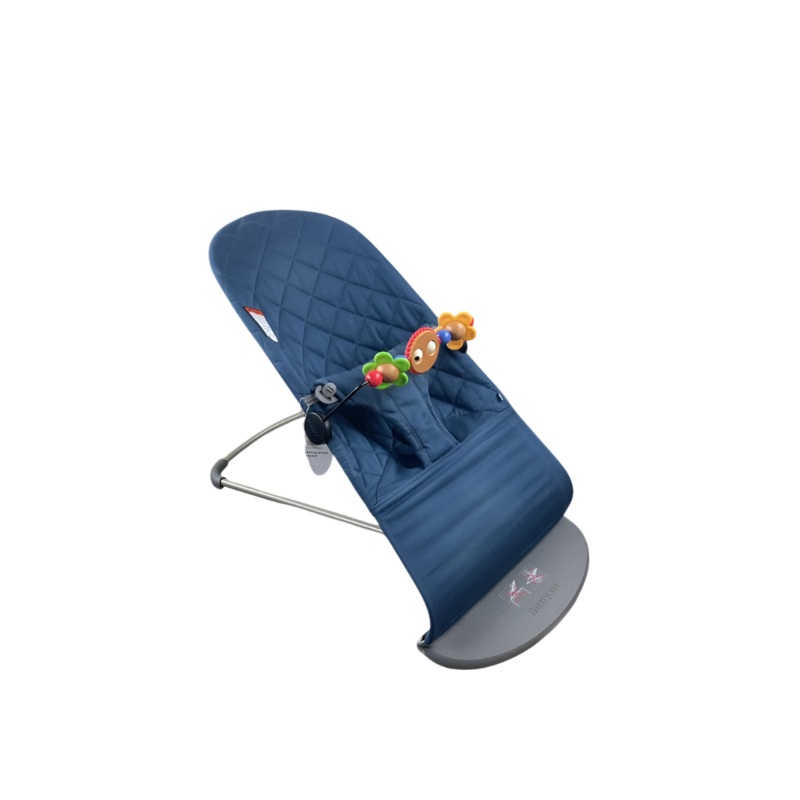 BabyBjorn Bouncer Bliss Bundle With Toy Bar, Googly Eyes, Midnight Blue Classic Quilt, Dark Gray