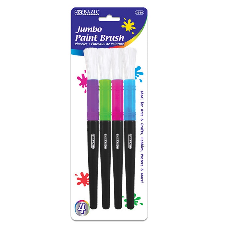 BAZIC Jumbo Kid’s Paint Brush Set (4/Pack)