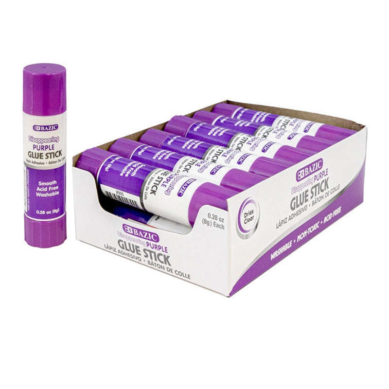 BAZIC 0.28 oz (8g) Washable Disappearing Purple Glue Stick 1ct