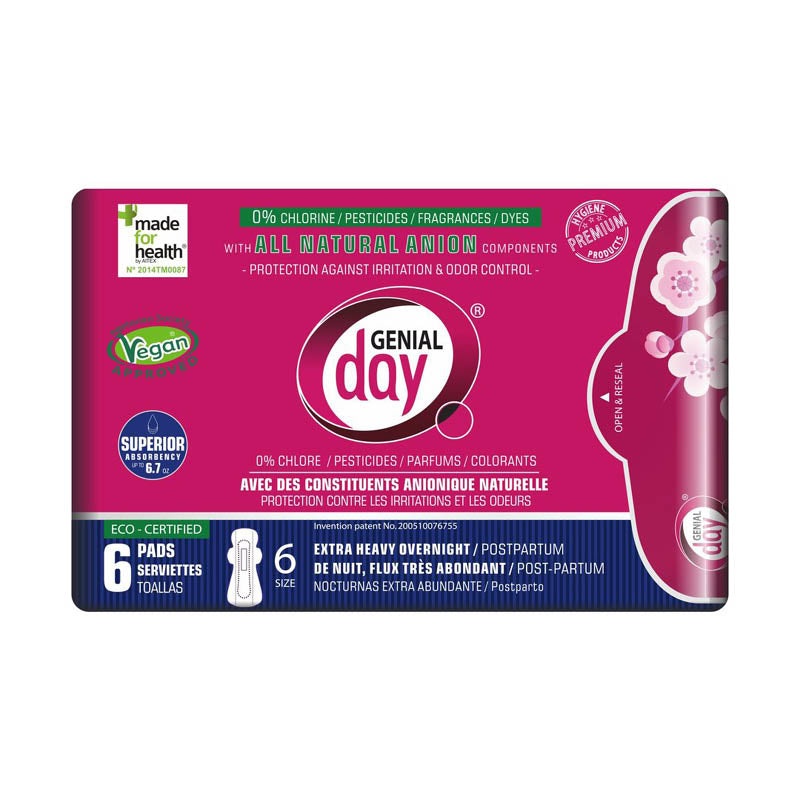 Extra Heavy Overnight/Postpartum Pads – 6 Pack