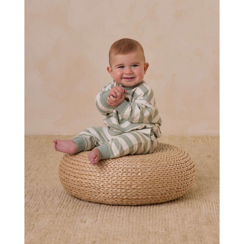 Quincy Mae Relaxed Sweatshirt + Sweatpant Set – Sage Stripe