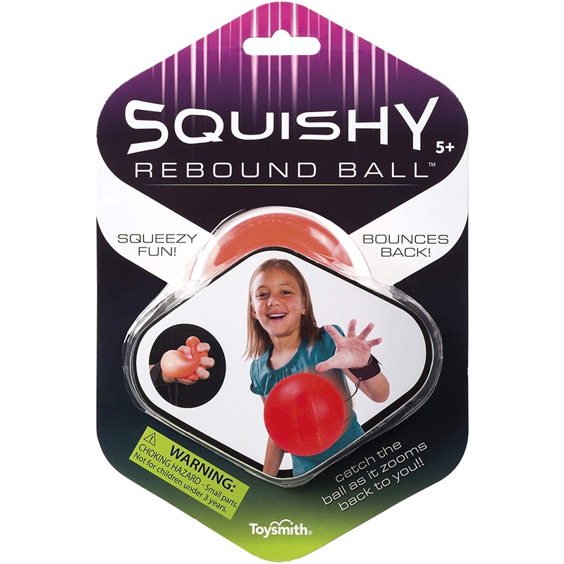 Toysmith Squishy Rebound Ball with Wrist Strap – Assorted Colors