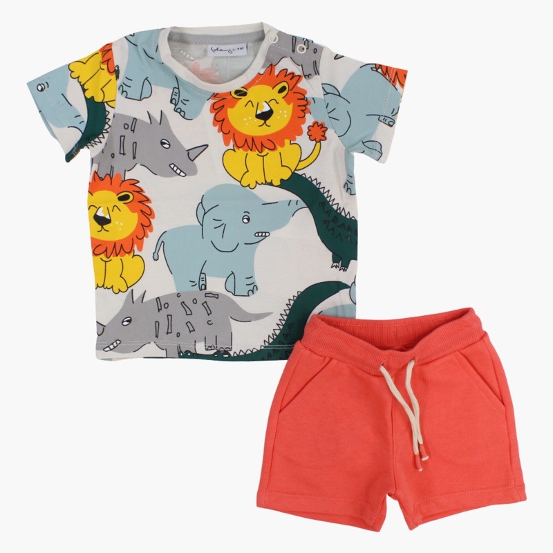 Baby Boys Cotton 2- Piece Outfit Set – Animal Print