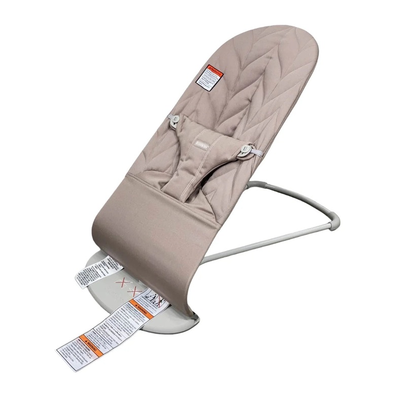 BabyBjorn Bouncer Bliss, Light Gray Frame, Sand Gray Cotton Classic Quilt