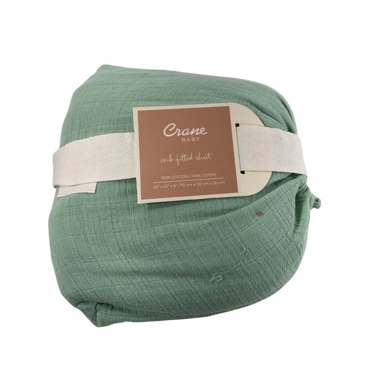 Crane Baby Crib Fitted Sheet, Evergreen