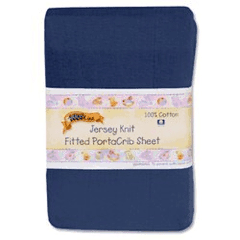 KidsLine Jersey Knit Fitted Porta Crib Sheet – Navy