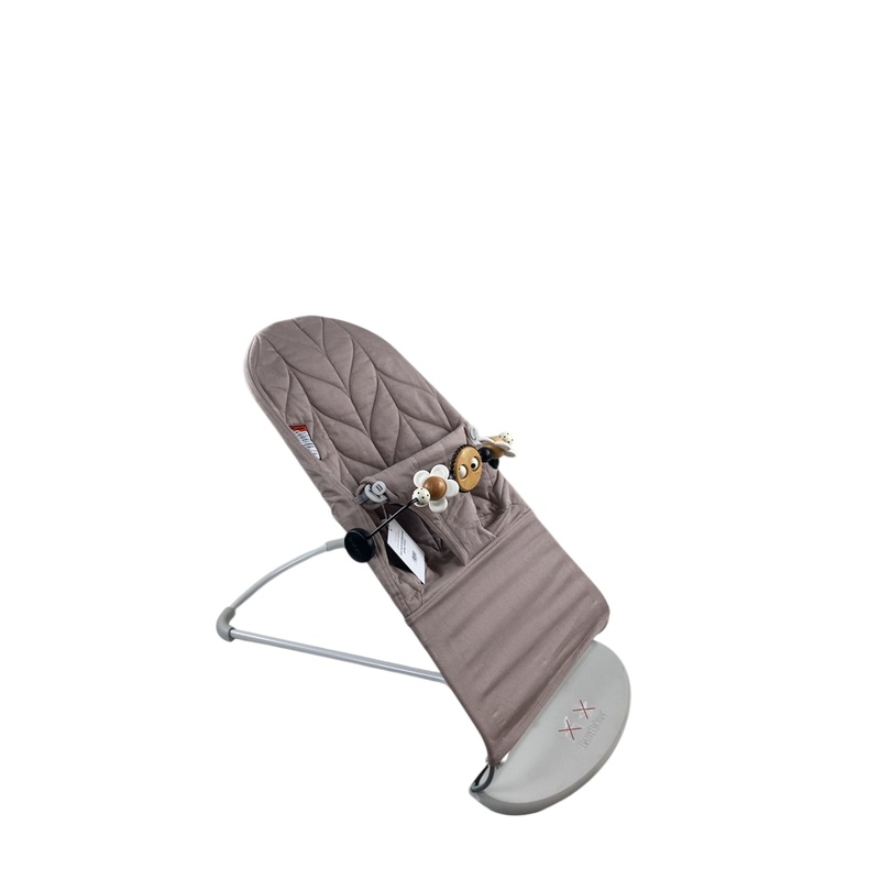 BabyBjorn Bouncer Bliss Bundle With Toy Bar, Light Gray Frame, Sand Gray, Googly Eyes Black and White