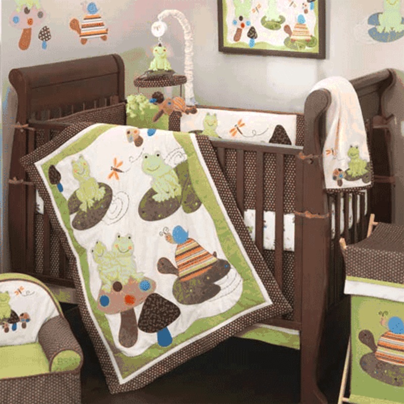 Lambs & Ivy Froggyville 6 Piece Baby Crib Bedding Set