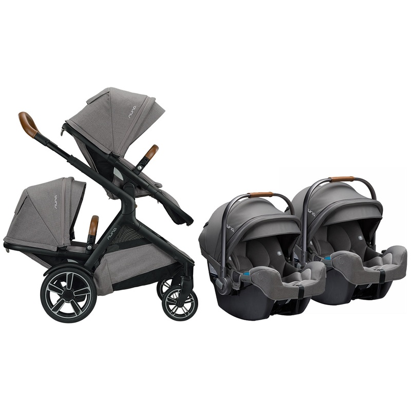 Nuna DEMI Grow + PIPA RX Twin Travel System Bundle – Frost/Granite