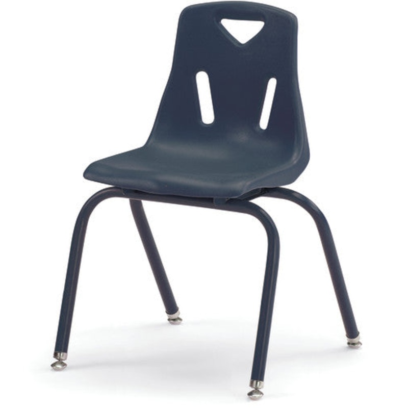 Berries Stacking Chair with Powder-Coated Legs – 16″ Ht – Navy