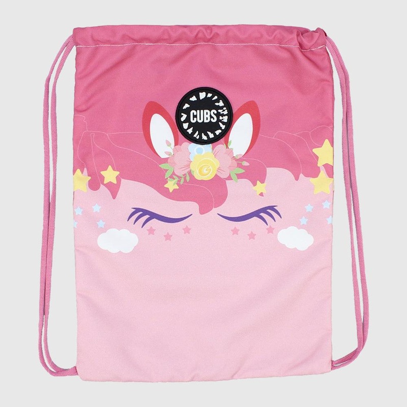 Cubs Unicorn Face Pink String Bag