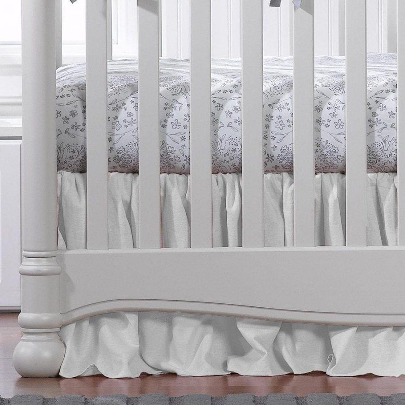 Liz & Roo White Cotton Twill Crib Skirt Gathered 17″ Drop