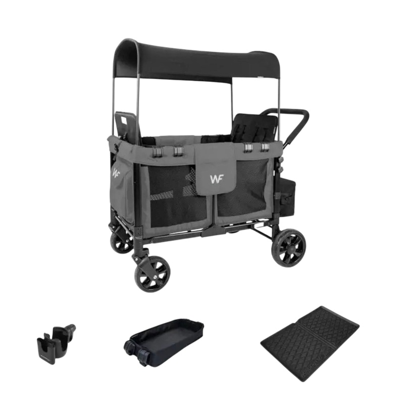 Wonderfold W4 Original Stroller Wagon Bundle, Light Grey