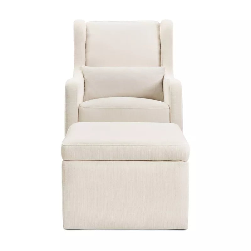 Adrian Swivel Glider with Storage Ottoman – Performance Cream