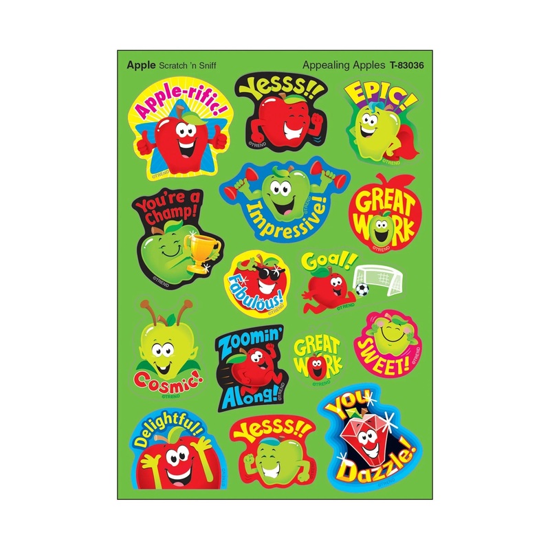 Appealing Apples, Apple scent Scratch ‘n Sniff Stinky Stickers  Mixed Shapes