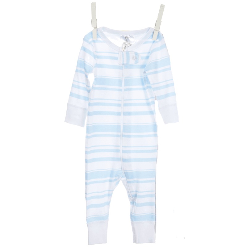 Little Giraffe Cotton Candy Stripe Romper in Blue – 6 to 9 Months