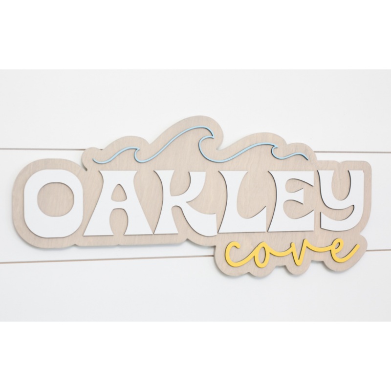 Sugar + Maple Personalized Bubble Wood Sign | Wave