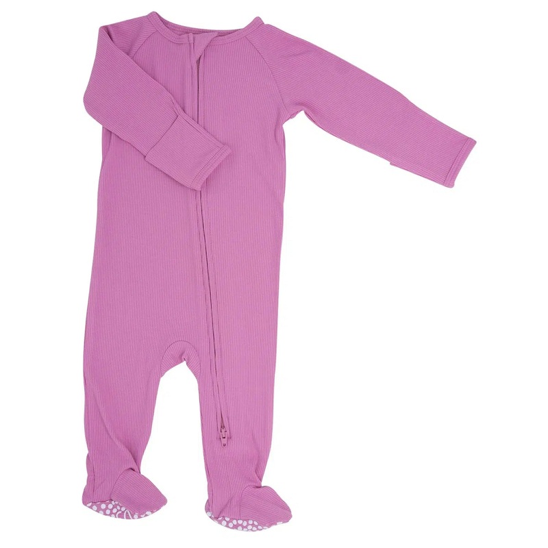 Sweet Bamboo – Ribbed Zipper Footie – Cashmere Rose