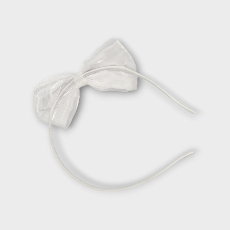 White Plastic Hair Band With A White Bow