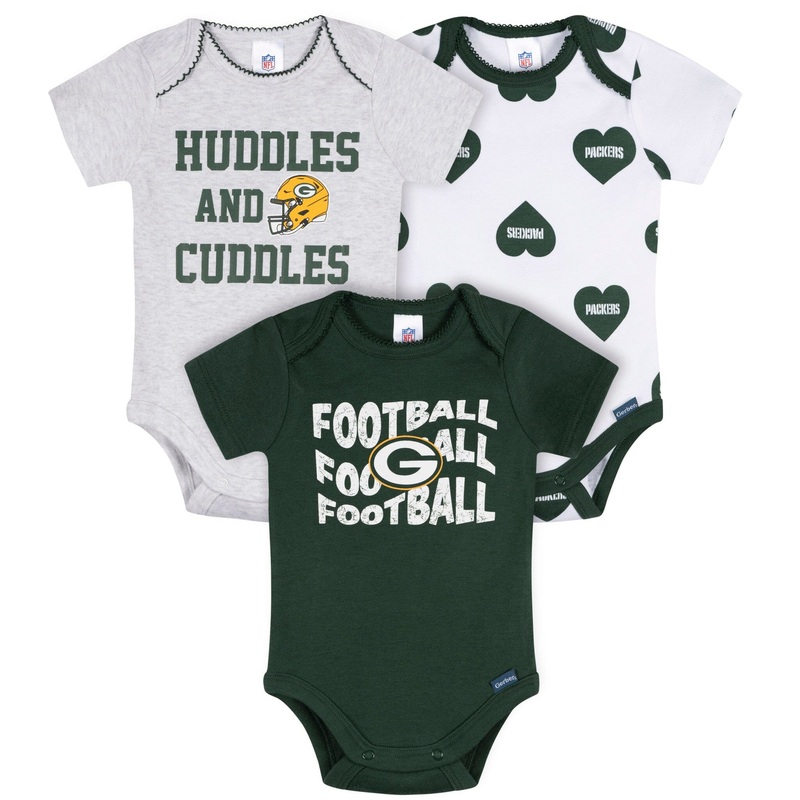 3-Pack Baby Girls Green Bay Packers Bodysuit Set