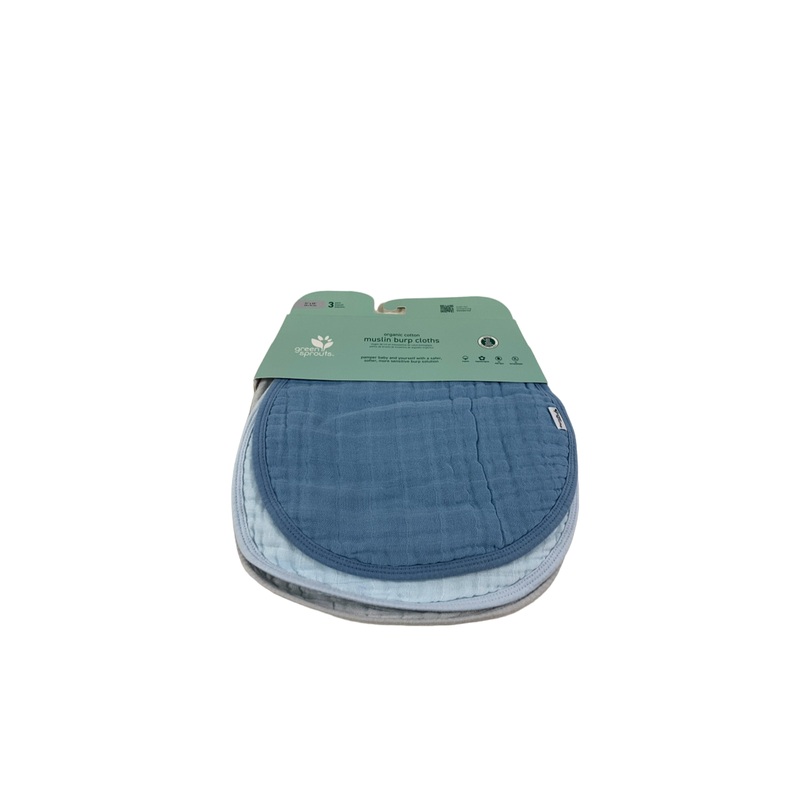 Green Sprouts Muslin Burp Cloths, Blueberry, 3 Pack