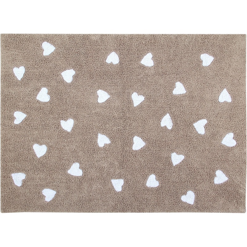 Lorena Canals Messy Hearts Rug – Linen/White (4′ x 5′ 3″)