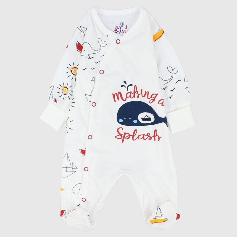 Splashing Whale Long-Sleeved Baby Footie