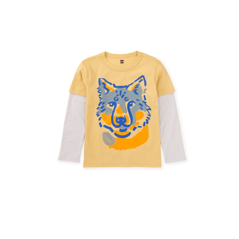 Tea Collection Wolf Face Layered Graphic Tee