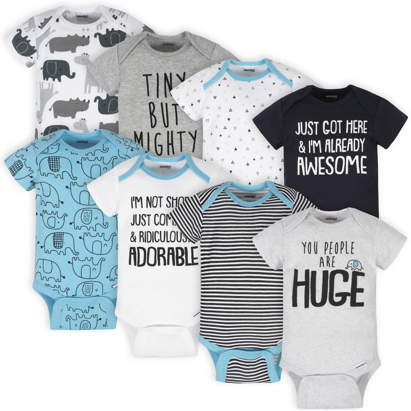 8-Pack Baby Neutral Elephant Onesies Brand Bodysuits