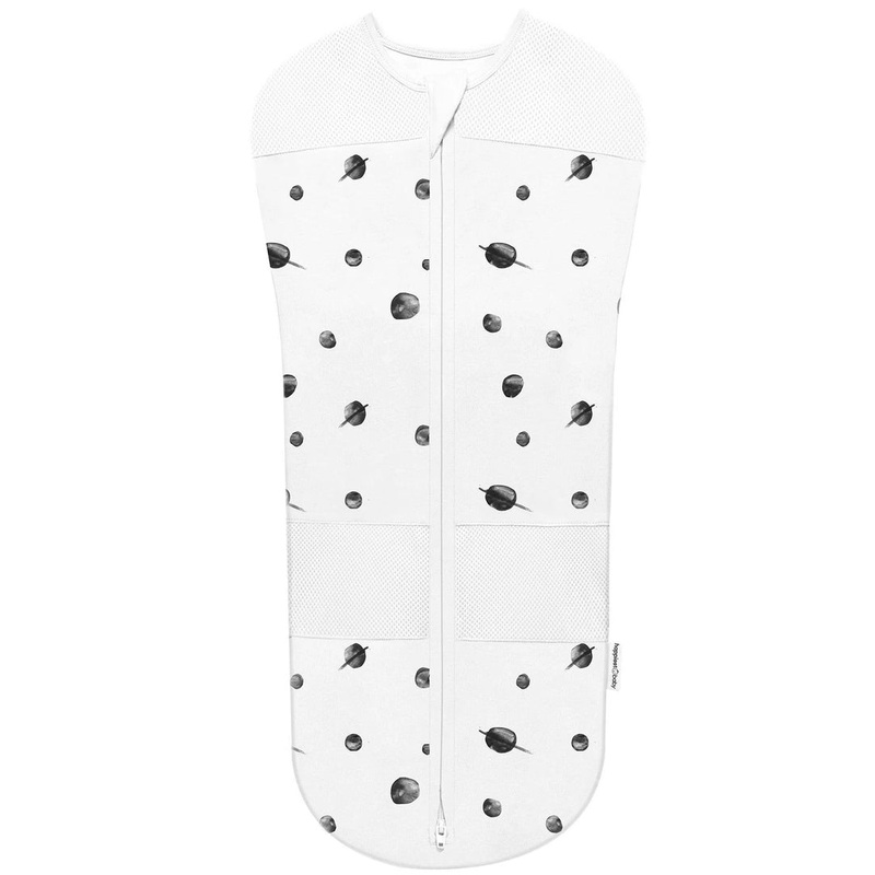 Happiest Baby Sleepea Swaddle – White with Black Planets (Large, 18-26 lbs)