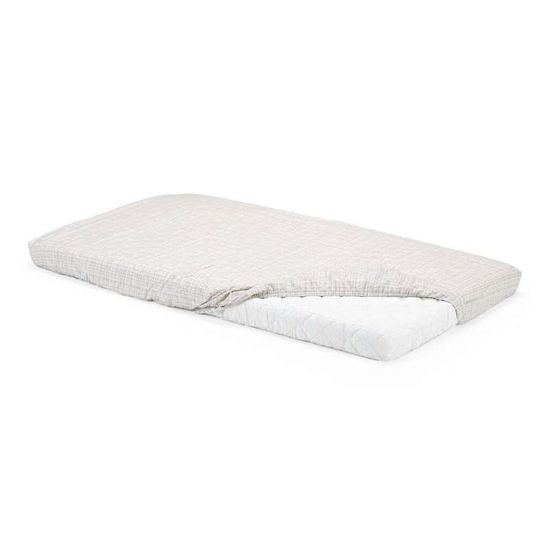 Home Fitted Sheet White/Beige Checks 2-Pack