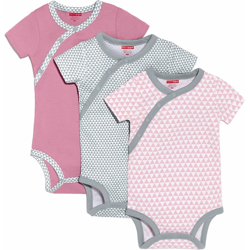 Skip Hop Petite Triangles 3-Pack Short Sleeve Bodysuits – Pink (6 Months)