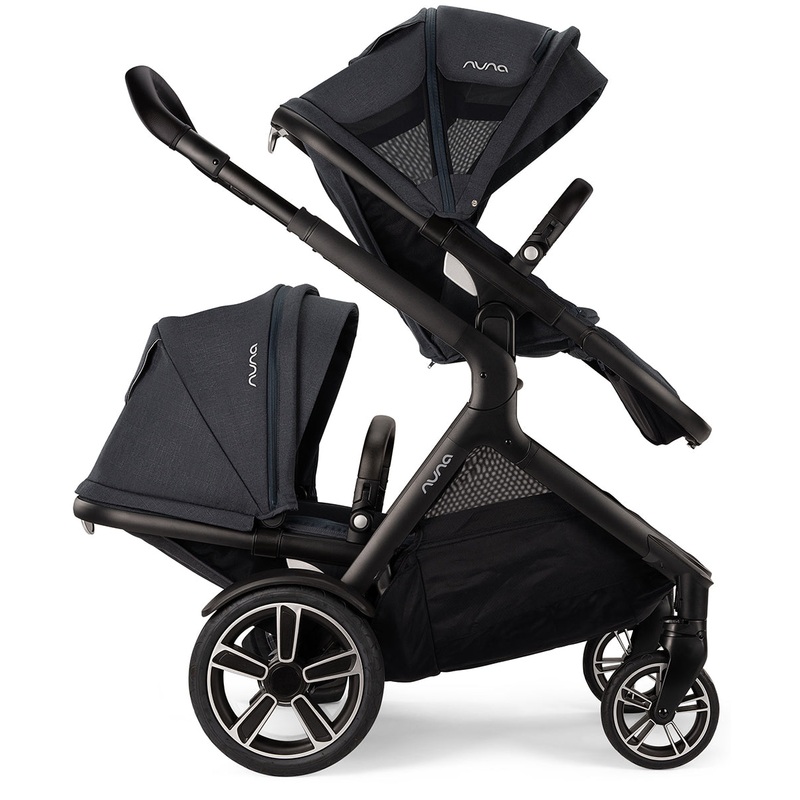 Nuna DEMI Grow Double Stroller with Aire Protect Canopy + Classic Canopy – Ocean