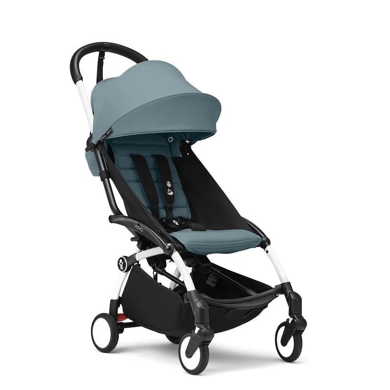 Stokke YOYO Stroller From 6 Months – Aqua on White Frame