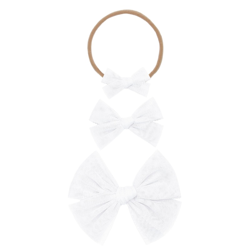 Tulle Bow – White Headband