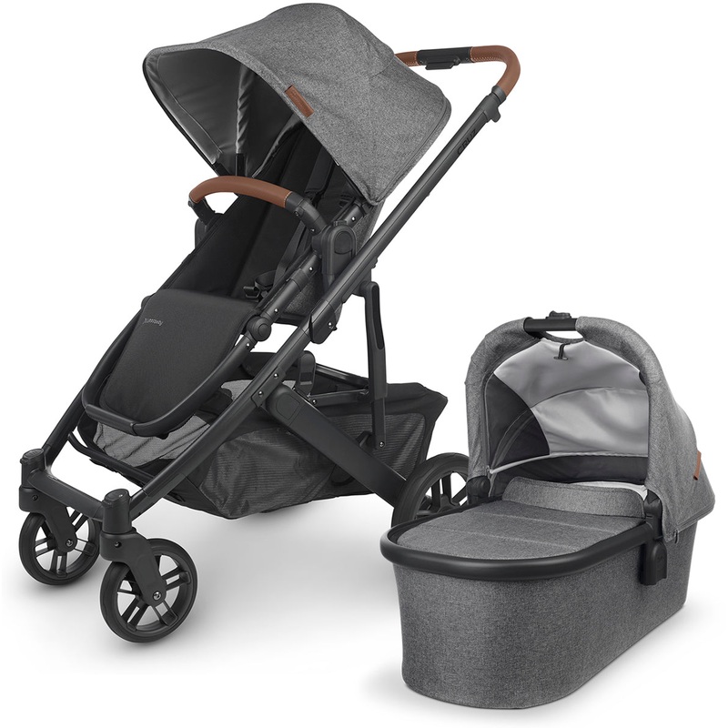 UPPAbaby CRUZ V2 Stroller + Bassinet – Greyson (Charcoal Melange/Carbon/Saddle Leather)