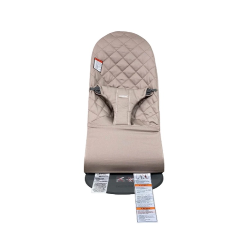 BabyBjorn Bouncer Bliss, Dark Gray Frame, Sand Gray Cotton Classic Quilt