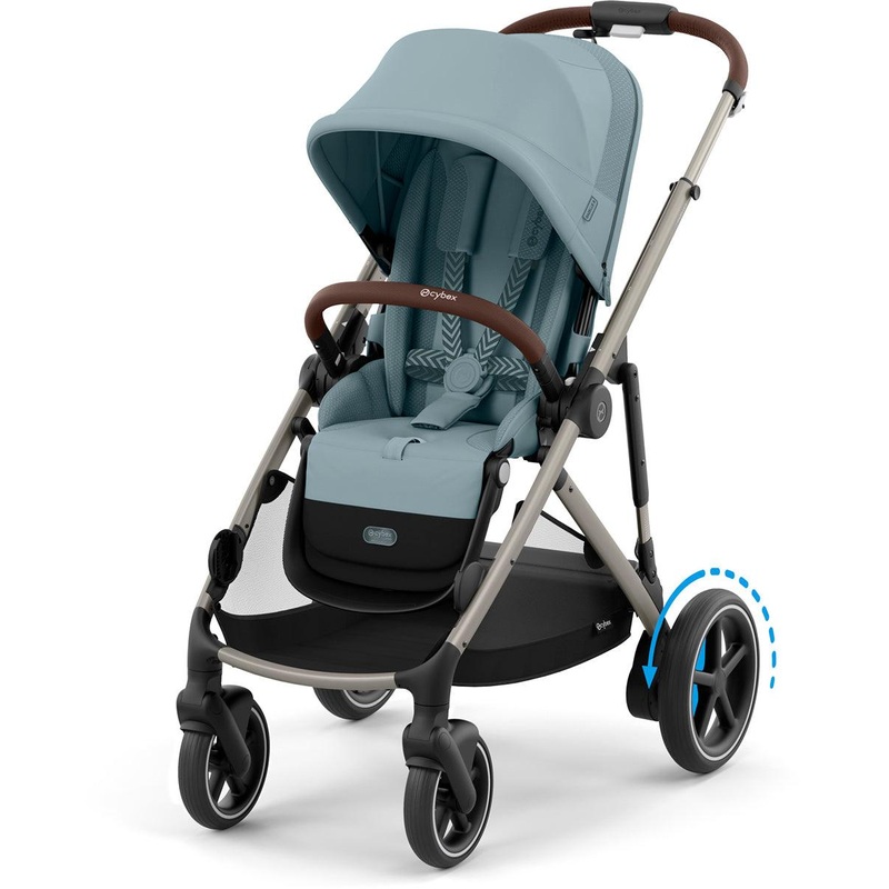 Cybex OPEN BOX eGazelle S Electronic Assist Stroller – Taupe Frame / Stormy Blue