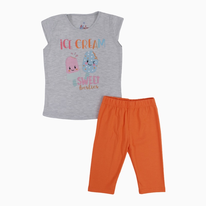 Girls Cotton Pajama Set  Ice Cream Print