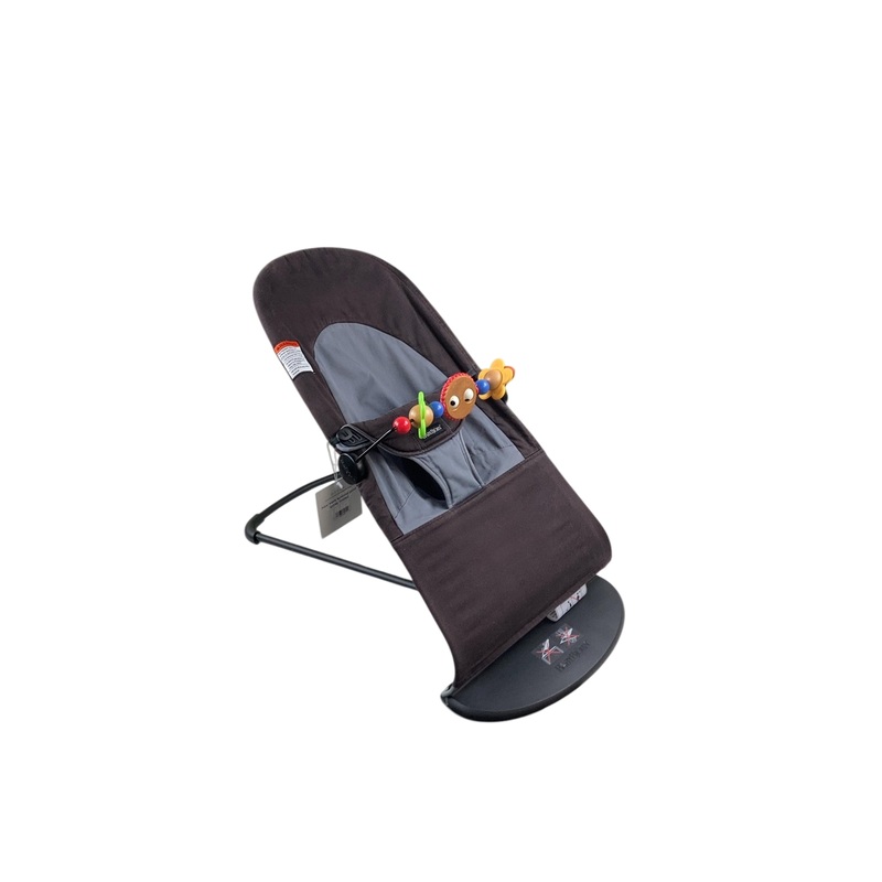 BabyBjorn Bouncer Balance Bundle With Toy Bar, Black Frame, Black/Dark Grey, Googly Eyes