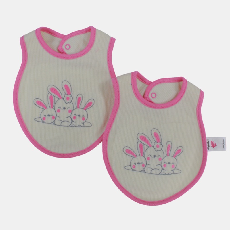Cute Design Baby Girls Cotton Bib  Pack of 2